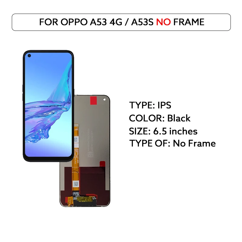 6.5 "IPS LCD Display Voor Oppo A53 4G A53s Touch Screen Digitizer Vergadering Met Frame CPH2127 CPH2131 CPH2139 CPH2135 Reparatie Deel