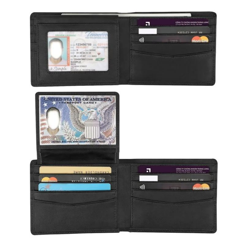 Short Three Fold Ultra-thin Wallet for Men with RFID Anti-theft Brush, Multi Slot Card Bag, Multifunctional Ultra-thin Wallet