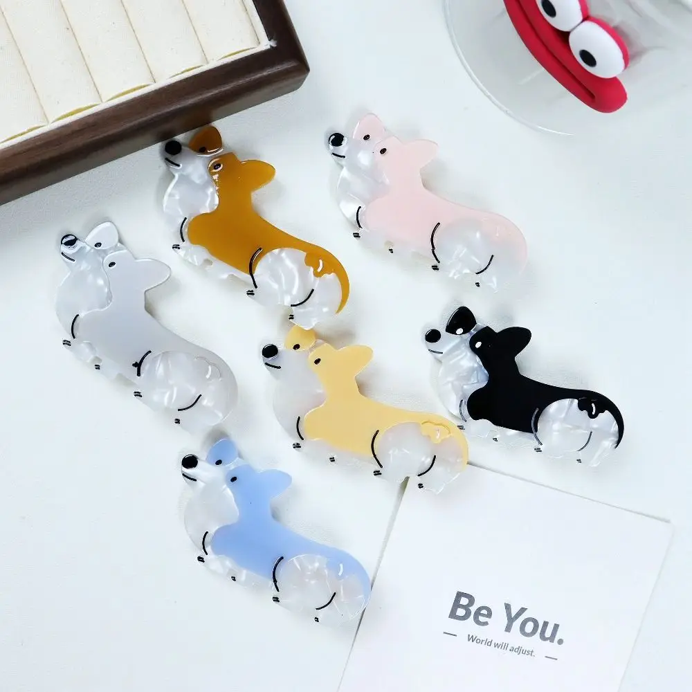 Personality Animal Corgi Dog Hair Claw Creative Cartoon Puppy Acetate Shark Clip for Women Fashion Hair Accessories