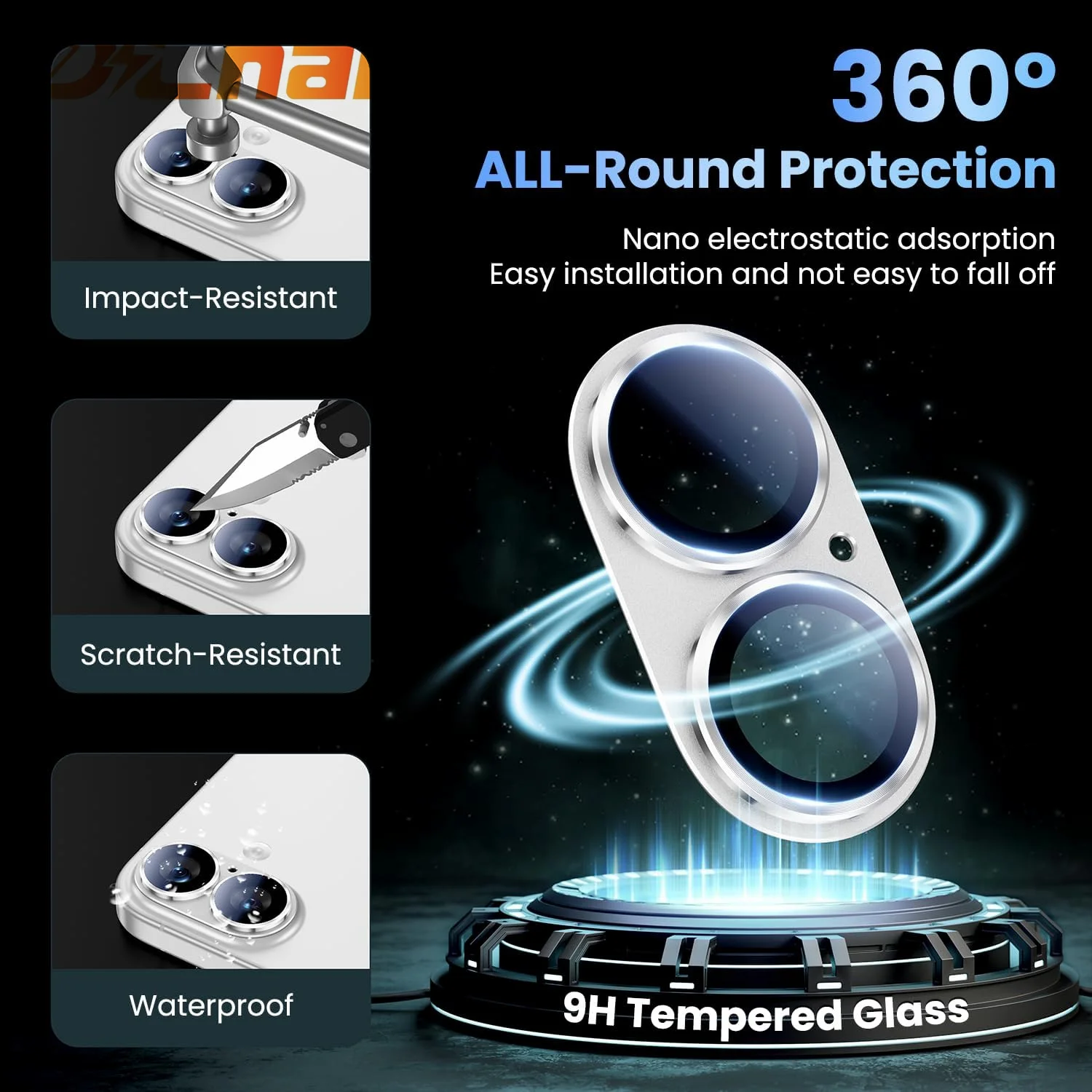 

Camera Lens Protector for 17 [Not Easy to Break][Strong Adsorption][Case-Friendly] Metal Tempered Glass Cover for iphone 17 pro