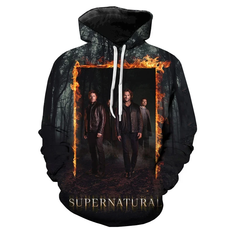 Série de TV Supernatural masculina e feminina com capuz, moletons 3D estampados, Hoodies extragrandes Harajuku, casaco casual, moda infantil