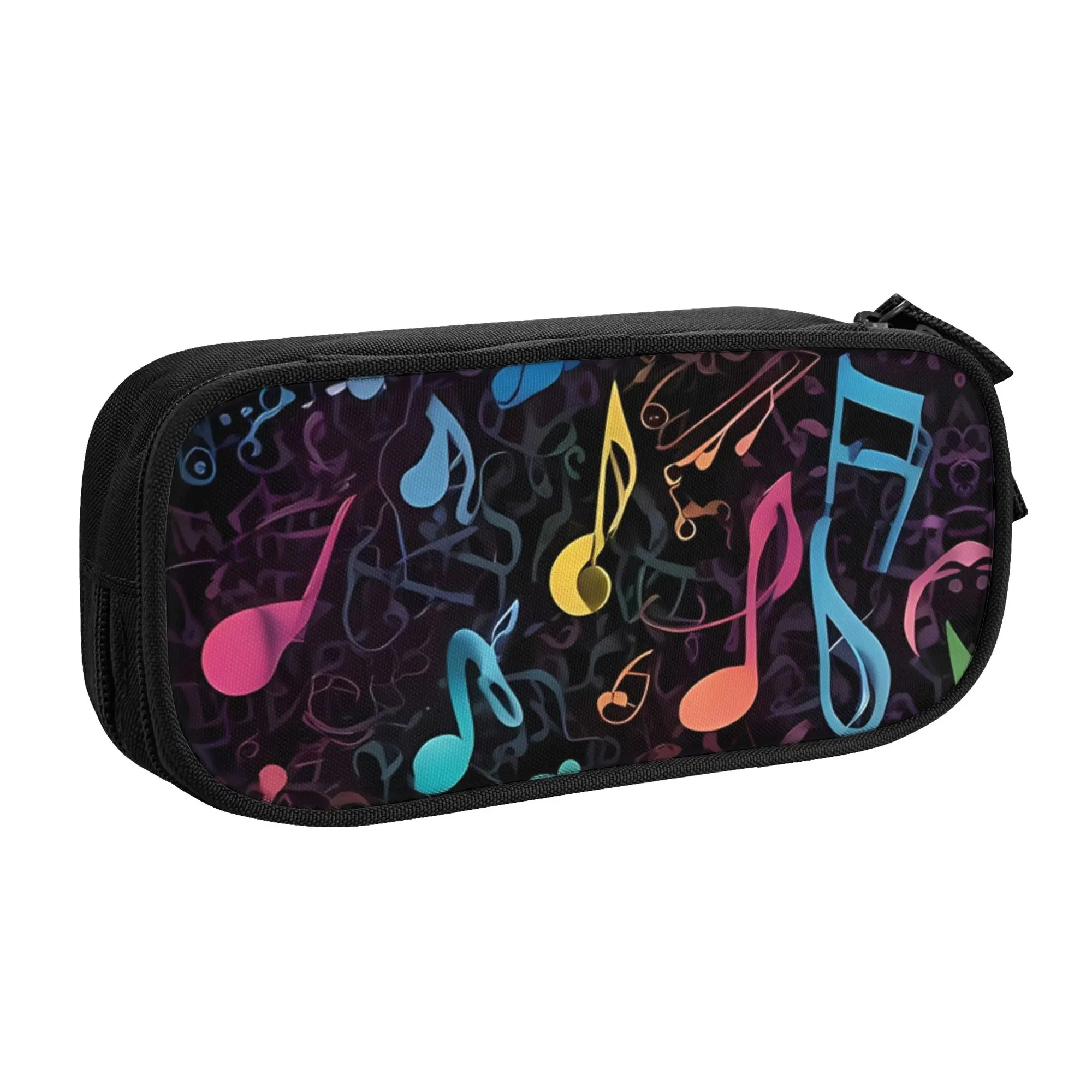 1 piece Stylish Flowing Pattern Pencil Case Girls Pen Bag Music Notes Office Stationery Bag