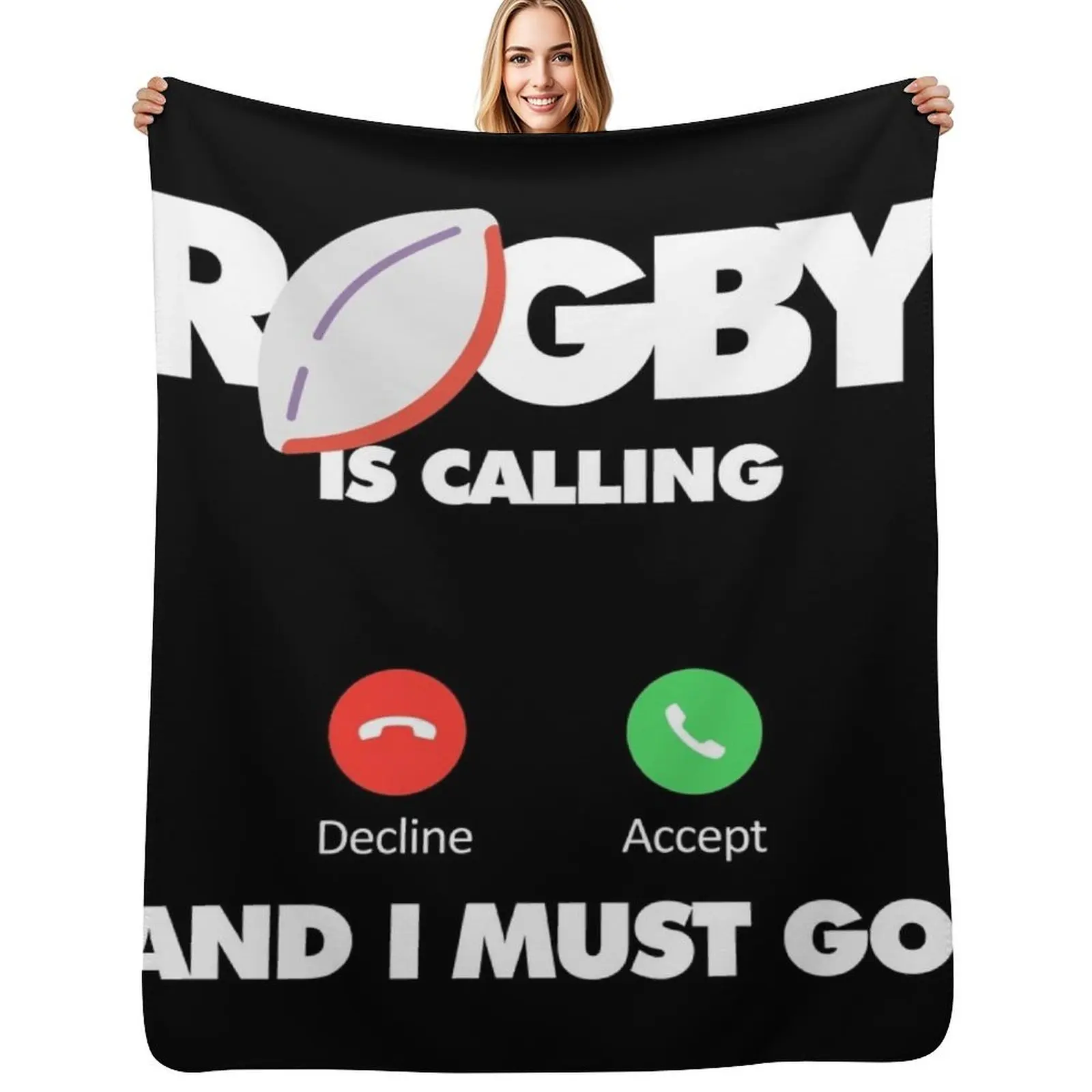 Rugby is calling and I must go, Funny Sport Player Throw Blanket Softest Luxury St manga Luxury Brand Blankets