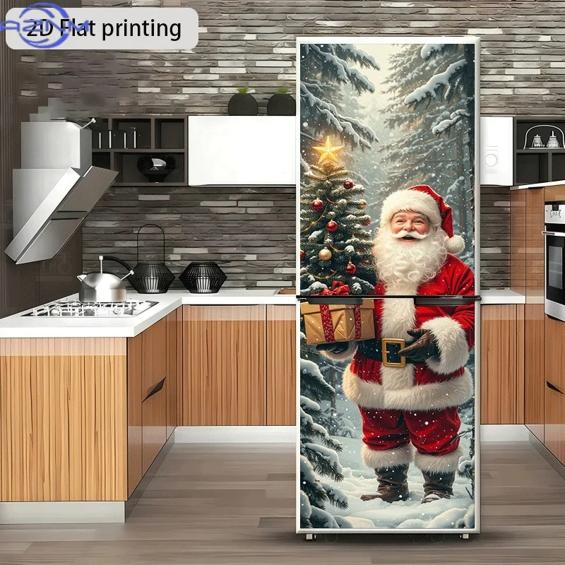 [2D Flat Printing] 1pc [60 X 180 Cm] Snowy Christmas Carol Theme Kitchen Home Decor Wall Sticker Self-Adhesive Suitable for Ca