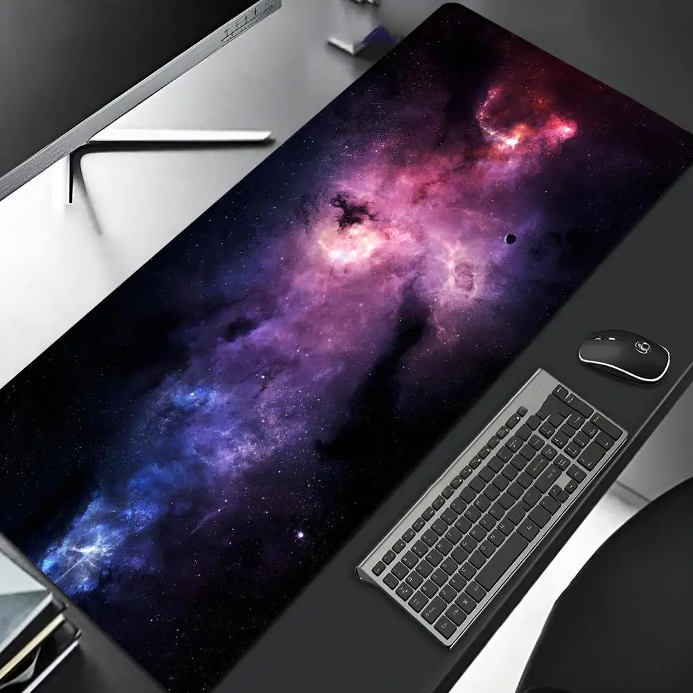 Imagem -02 - Galaxy Gaming Mouse Pad Borda de Bloqueio Grande Office Computer Gamer Grande Arte de Borracha Mousepad Laptop Desk Mat