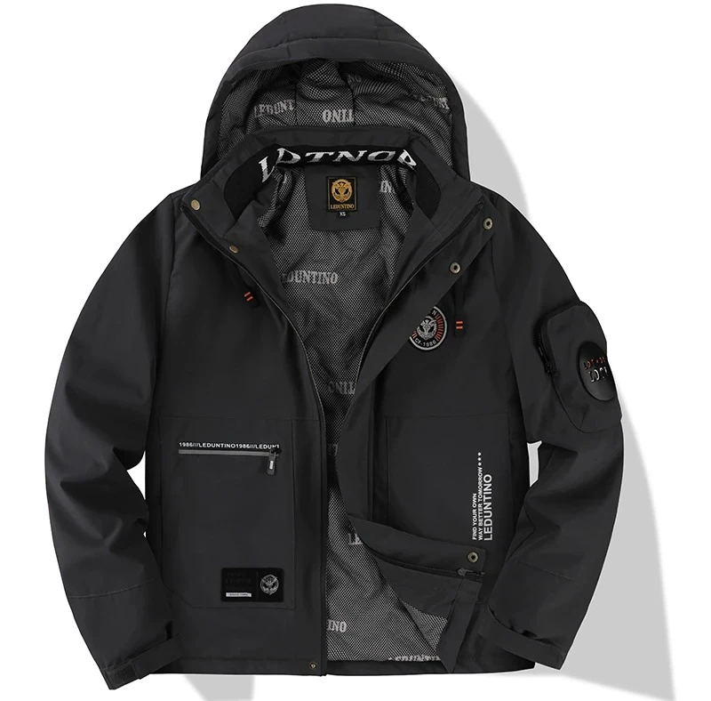 

Men's Winter Hooded Parker Windproof JacketThick Warm Lined Outdoor Casual Coat with Removable Hood& Multiple Embroidered Badges