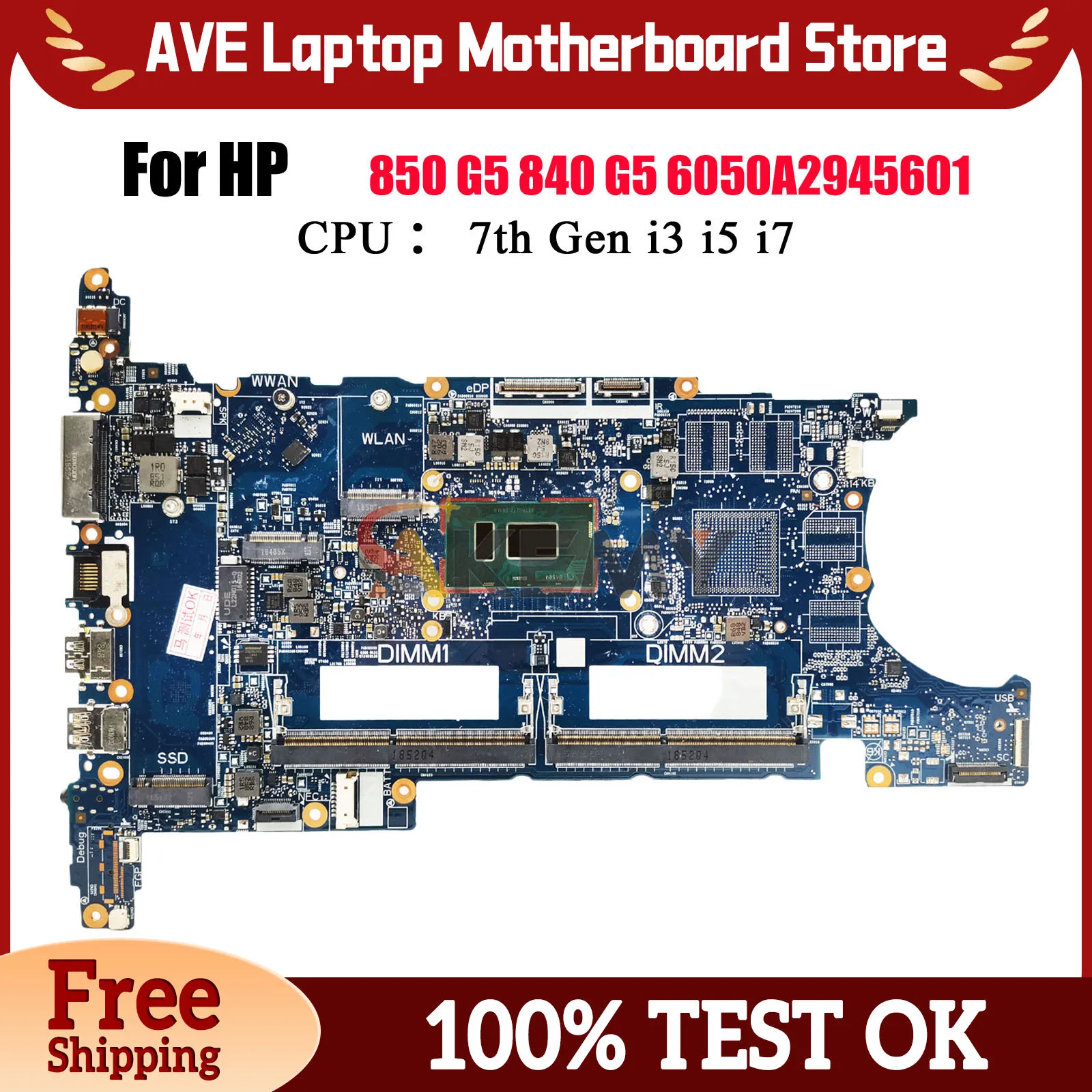 

6050A2945601 для ноутбука HP EliteBook 840 G5 850 G5, материнская плата L15516-601 L15517-601 с процессором i5 i7 8th, 100% полностью протестирована