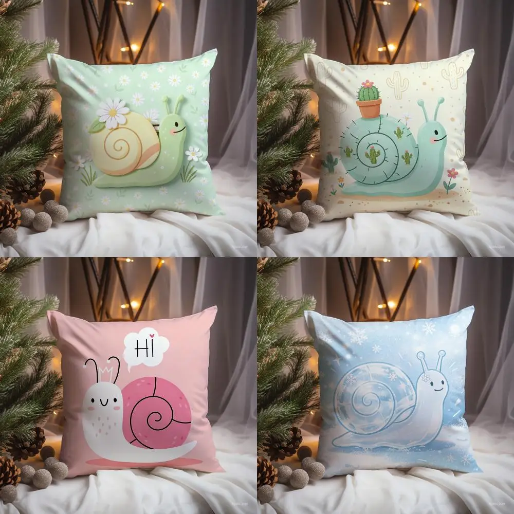 Colorful Snail Cushion Cover Premium Comfort Reversible Pillow Cove -Two in One Design for Any Room & Car Interior
