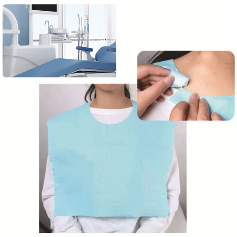 

100Pcs Portable Disposable Dental Bib Waterproof Scarf Elderly Bib Soft Medical Paper Tattoo Clean Pad Medical Table Covers Pad