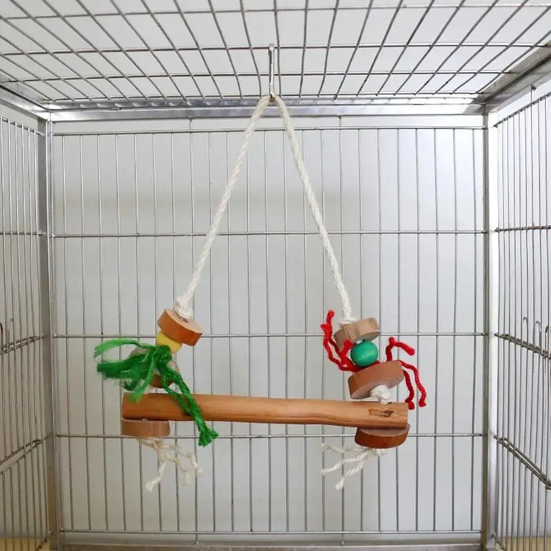 

Wooden Bird Swing Toy Natural Wood Parrot Perch Practical Bird Toys For Budgies Lovebirds Medium Parrots Cockatiels