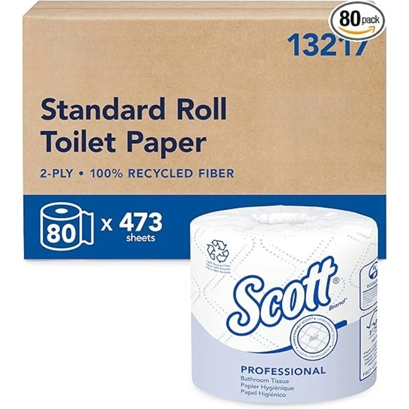 

Туалетная бумага из 100% переработанного волокна, 2 слоя, белая, 80 рулонов, в индивидуальной упаковке, 473 листов в рулоне