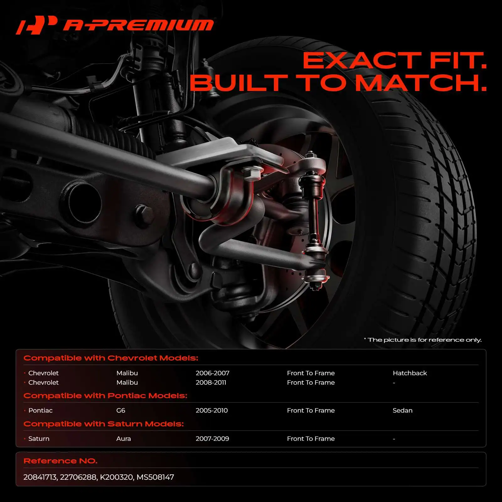 A-Premium 2x Front To Frame Sway Bar Bushing Kit with 22mm Bar for Chevrolet Malibu 2006-2011 Pontiac G6 2005-2010 Saturn Aura