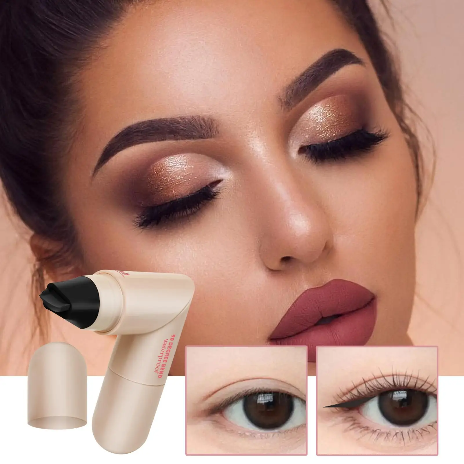 Makeup Eye Liner Pen 2ml Double-Tip Smudgeproof Makeup Eye Liner Pen for Women Compact Make Up Supplies for Traveling Business