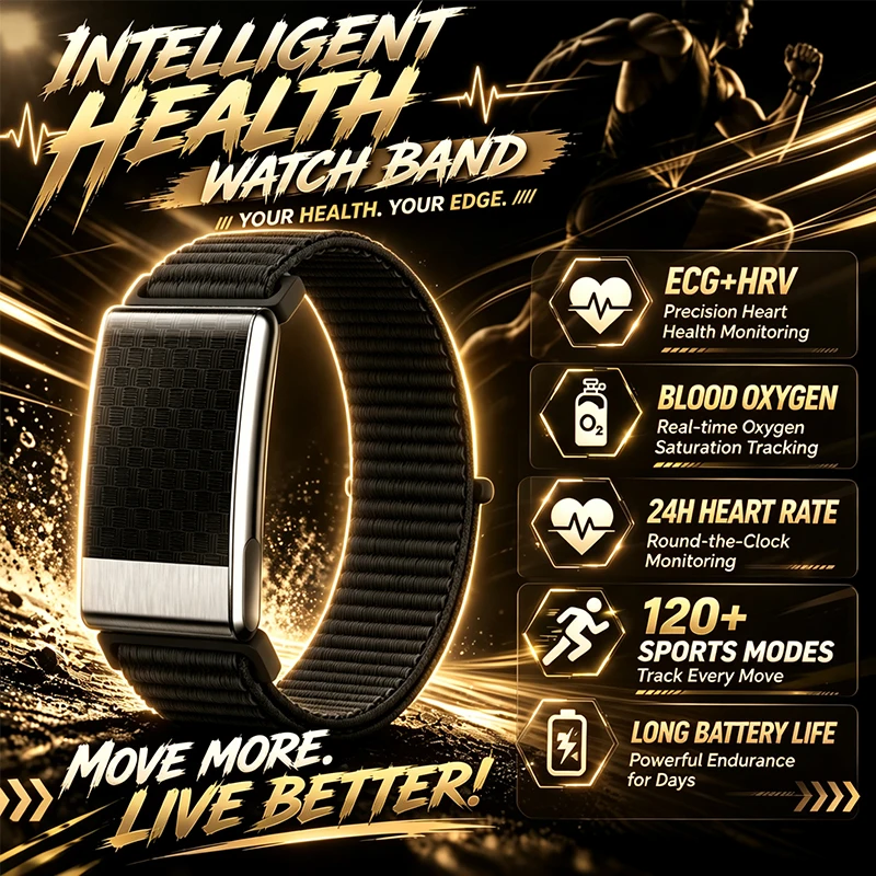 LIGE Novo Monitor de Atividade Física, Pulseira Esportiva com Monitor de HRV e ECG, Bracelete Inteligente à Prova d'Água, Sem Tela, Smartwatch para Mu