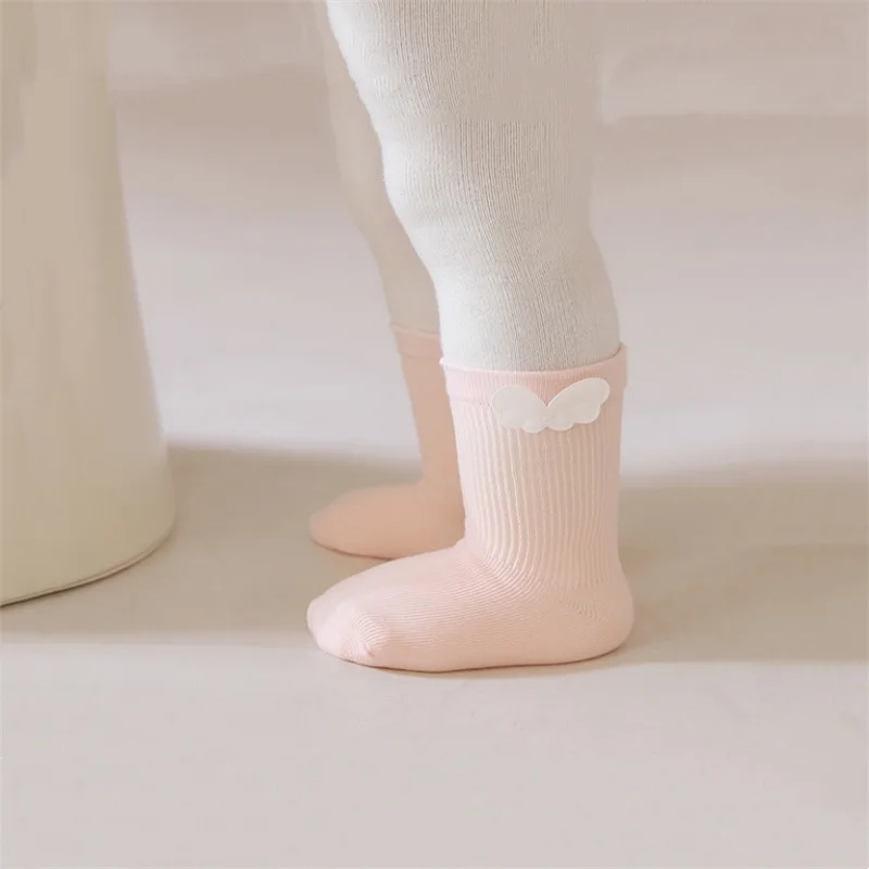 Lawadka Newborn Baby Socks For Girls Boys Cotton Cute Wing Infant Boy Girl Sock Spring Loose Soft Toddler Solid Sock 0-5Years