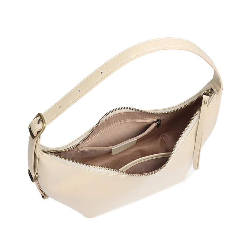 BURMINSA Luxury Genuine Leather Underarm Hobo Bags For Women Half Moon Shoulder Bag Cowhide Sling Crossbody Purses Work Handbags