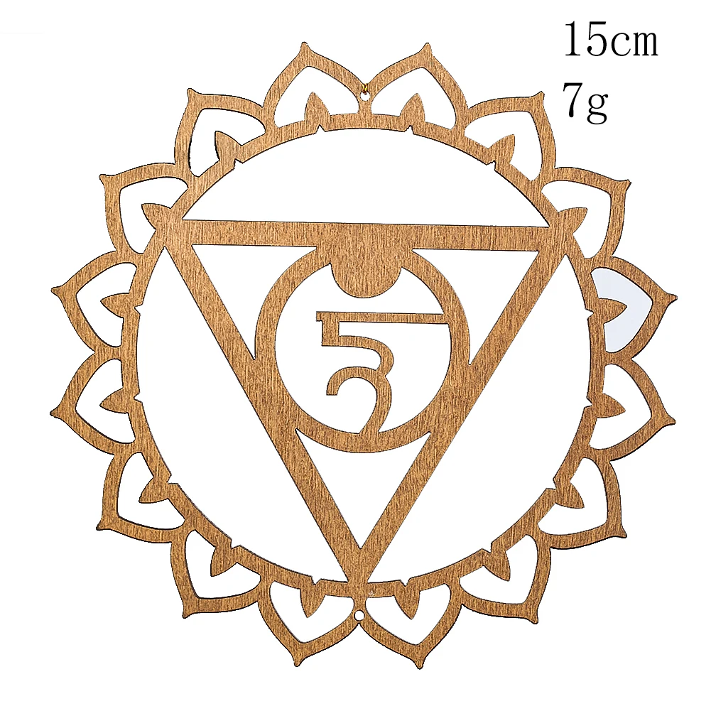 7PCS/SET Wooden Seven-chakra Hollowed Wall Hanging  Wiccan Decor Home Yoga Meditation Handicraft Accessories Decoration Pendant