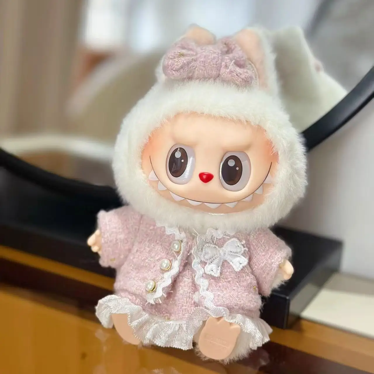 For 17cm Labubus Doll Dress Clothing bow Set Doll Clothes Elegant  Evening Gown Mini doll Clothing Accessories