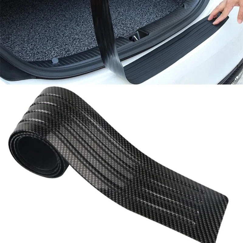 SEAMETAL Universal Carbon Fiber Car Trunk Door Guard Strip Auto Sill Plate Protector Rear Bumper Guard Rubber Mouldings Strips