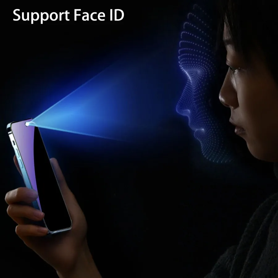 Confezione da 2 vetri temperati antiblu per la privacy per iPhone 16 Pro Pellicola salvaschermo anti-spia Pellicola anti-peeping da 6,3 pollici Blu