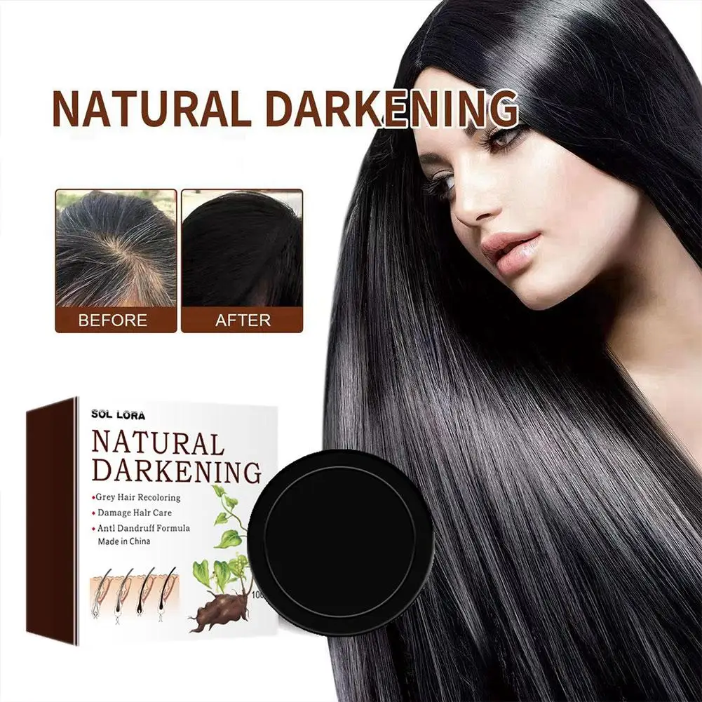 Hair Shampoo Gray White Hair Dye Canas Black Shampoo Soap Natural Smooth Moisturizing Nourishing Hair Care