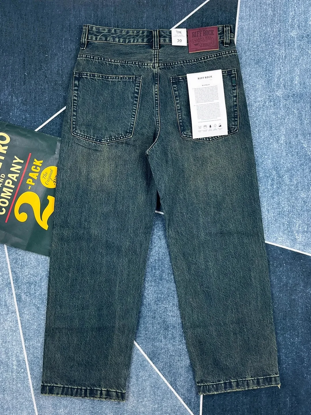 

Riff Rock Men's Straight Leg Cotton Denim Jeans Thickened Pure Cotton Vintage Washed Loose Fit Autumn Trendy Long Trousers