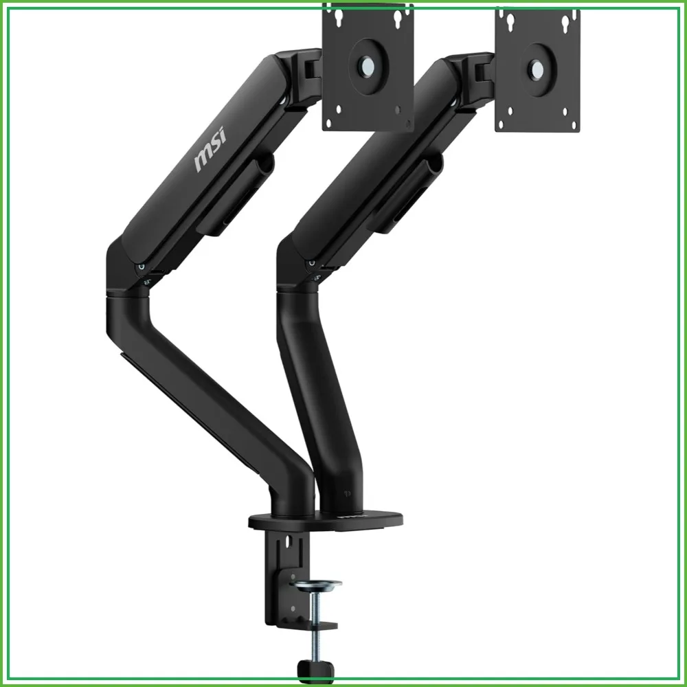 

Dual Monitor Gas Spring Arm, 17-32" Screens, 22 lbs Each, VESA 75/100mm, Clamp & Grommet, Quick Release, Adjustable Tilt/Swivel/Rotate, Black