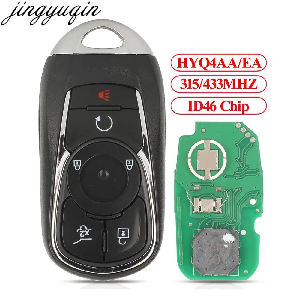 Jingyuqin 5pcs 5 Buttons Remote Car Key Alarm 315/433MHZ ID46 Chip For Buick ENVISION HYQ4AA/HYQ4EA