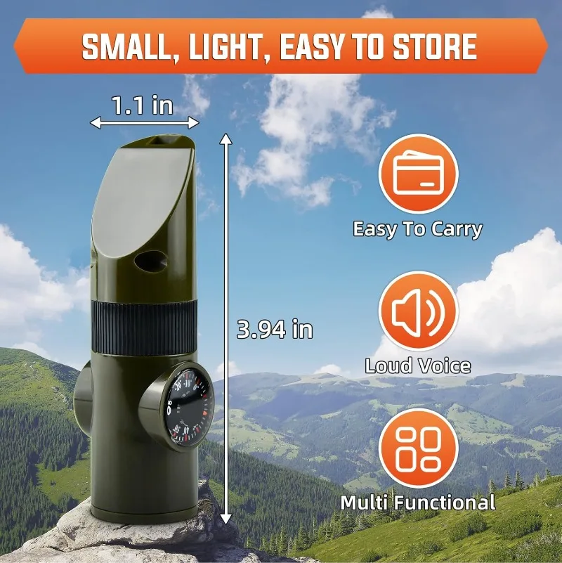 1/2/6/10/30 PCS 7 in 1 Emergency Survival Whistle Outdoor Multifunctional Tool Safety Whistles for Hiking Camping Fishing Rescue