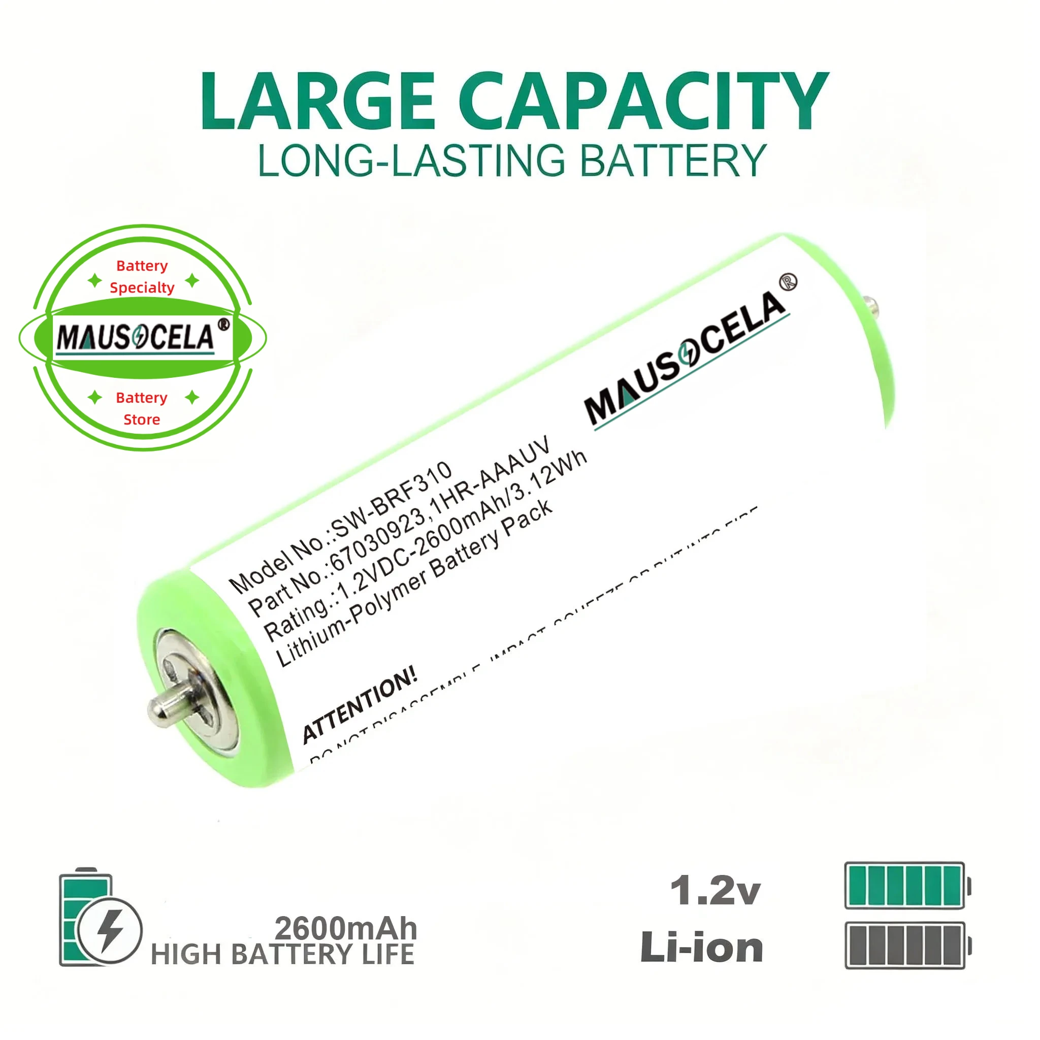 2600mAh Battery 67030923 For Panasonic ER‑PA10 ER‑PA11 ER121 ER507 ER1410 ER1420 Hair Clipper Shaver 1.2V