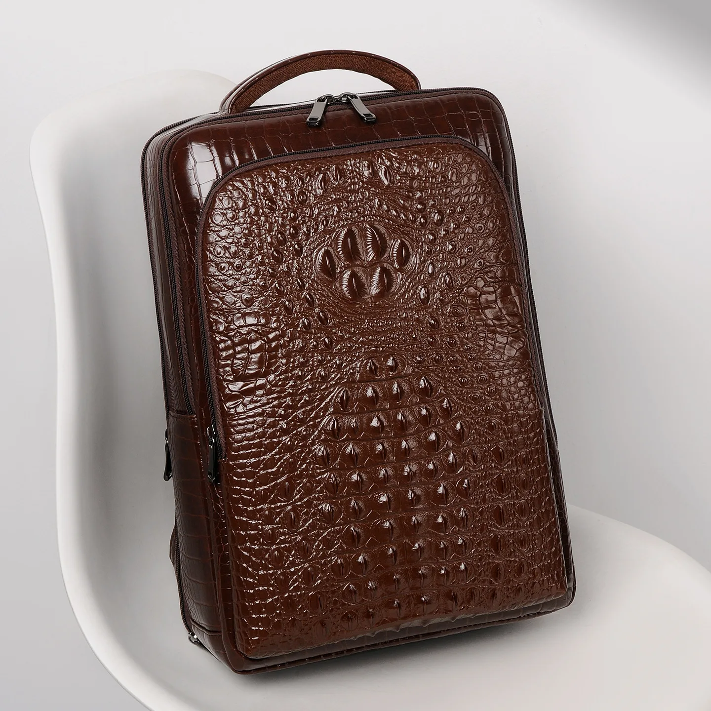 2027 New Alligator Pattern Men Backpacks Fashion Pu Leather Male Korean Student Backpack Boy Business Laptop School Computer Bag