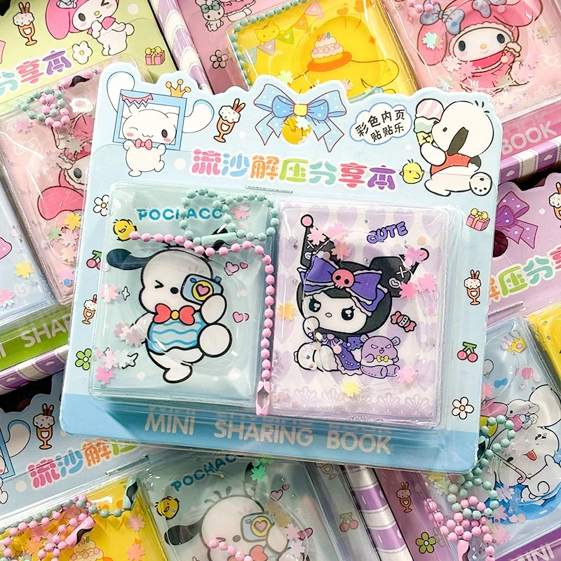 

2pcs Sanrio Mini Notebook Keychain Kawaii Kuromi Pochacco Anime Portable Unpack Quicksand Notepad Pendant Back To School Gift