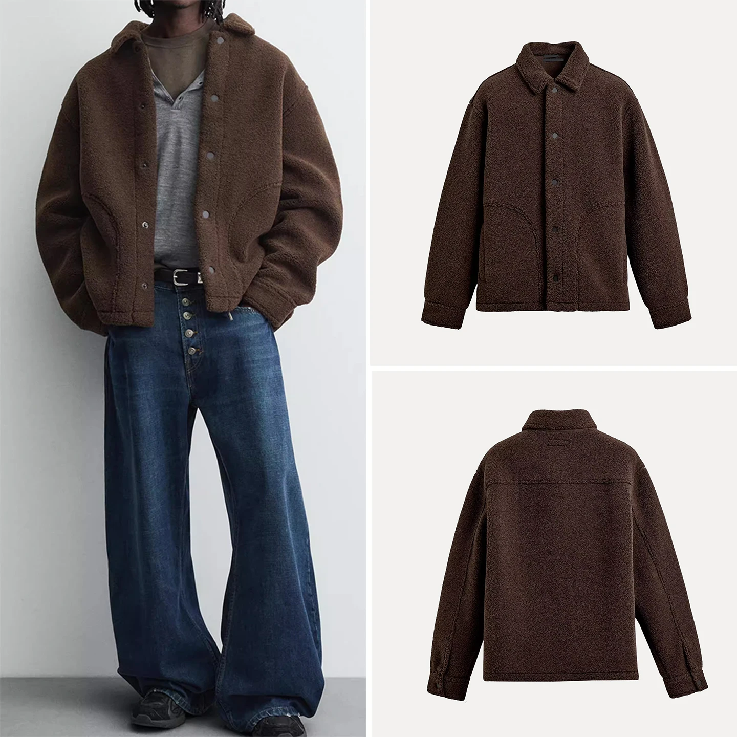 

Мужская верхняя одежда свободного кроя Faion Fce Jaet irt, повседневная одежда с длинным светом и отложным воротником, бренд Z, новинка осени 202, Ar...