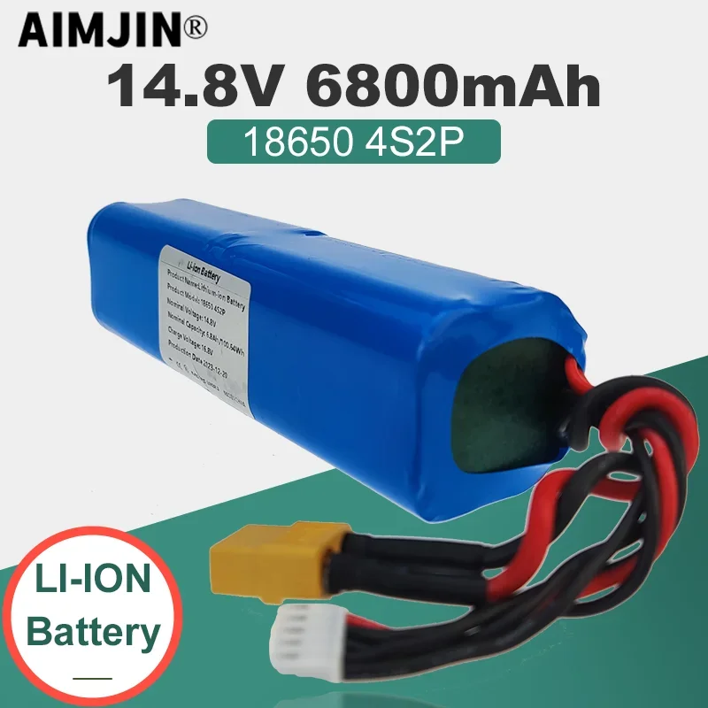 Li-ion Battery 14.8V 6.8Ah 4S2P High Capacity UAV Rechargeable for Various RC Airplane Drone Quadrotor XH2.54-5P XT60