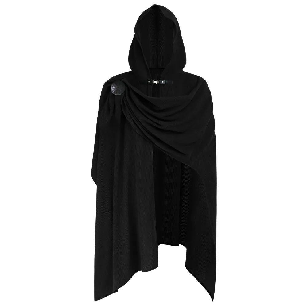 Medieval Corduroy Cloak Cowl with brooch cos Death Knight Halloween Renaissance Knight pirate ranger Cloak view 6