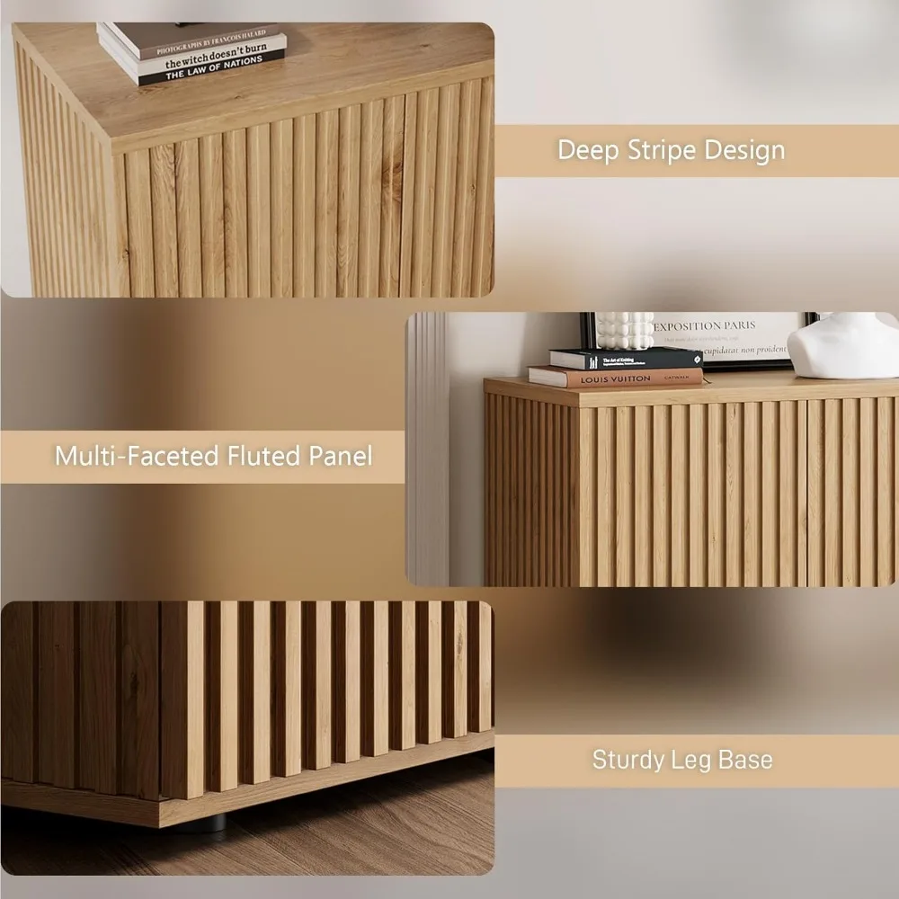 Moderne gecanneleerde buffetkast met opbergruimte, dressoir, credenza, consoletafel, koffiebar, pop-up deur