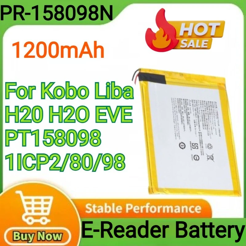 

New PR-158098N 3.7V 1200mAh for Kobo Liba H20 H2O EVE PT158098 1ICP2/80/98 Electronic E-book Reader Replacement Battery
