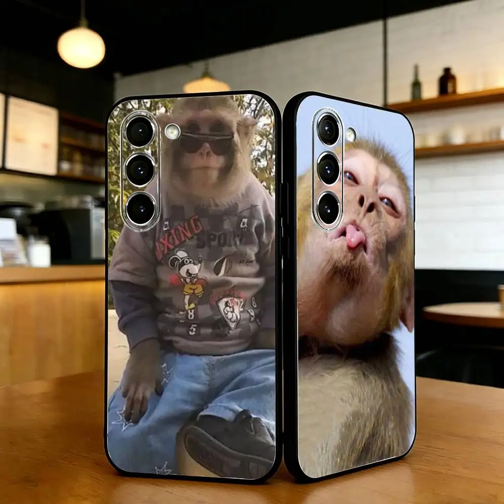 

Funny Monkey Phone Case For Samsung S24,21,22,23,30,Ultra,S20,Plus,Fe,Lite, Black Soft Cover