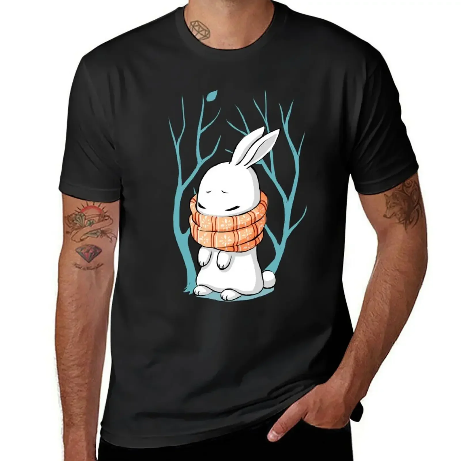 

Winter Bunny T-Shirt blanks kawaii clothes blue archive plain white t shirts men