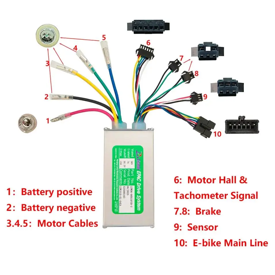

LSW1010-10-04EA EBIKE Brushless Motor Controller Electric Bike Accessories 36V 15A Mountain Bike Speed Controller