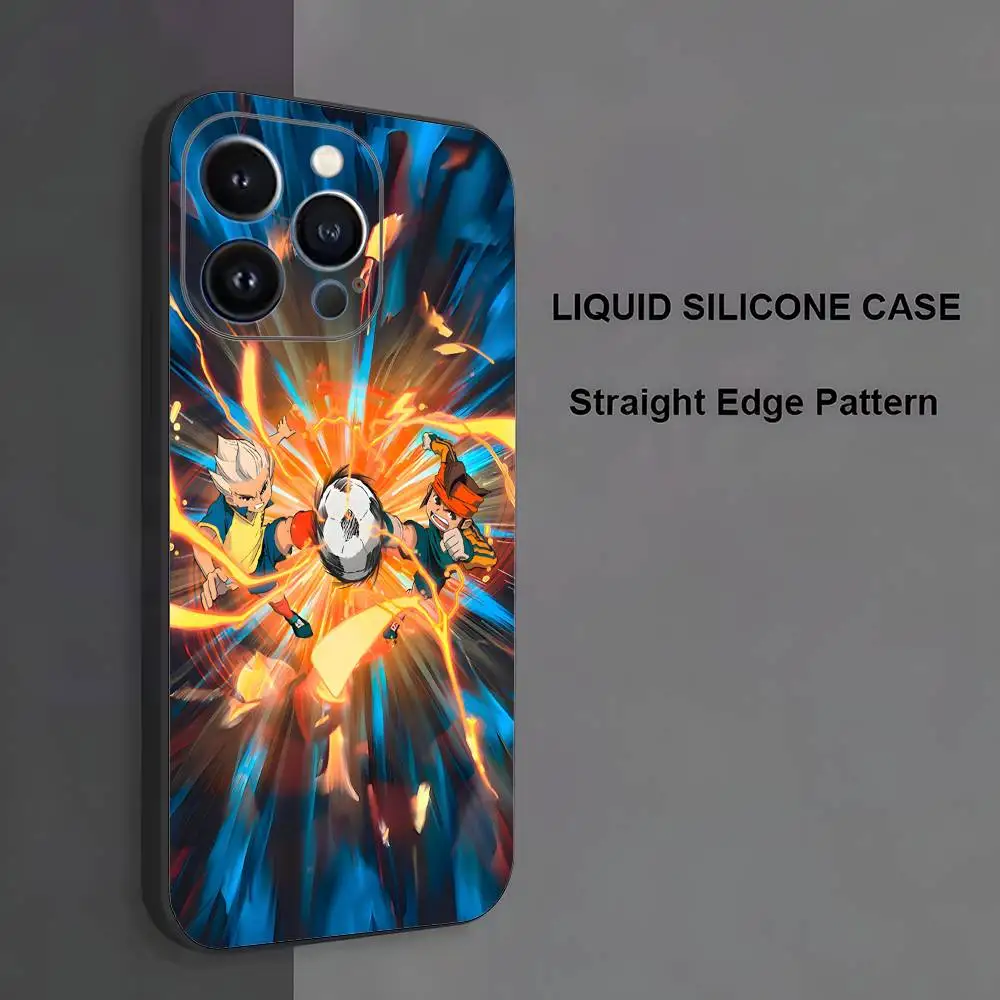 حافظة هاتف I-Inazuma E-Eleven لهاتف iPhone 17,16,15,14,13,12,11,Pro Max,XS,X,XR,SE,Mini,8,7,غطاء أسود من السيليكون الناعم