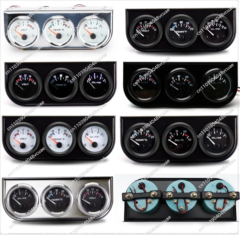 Car Meter, Modified Car Meter, Black Triple Water Temperature, Oil Temperature, Oil Pressure and Voltmeter