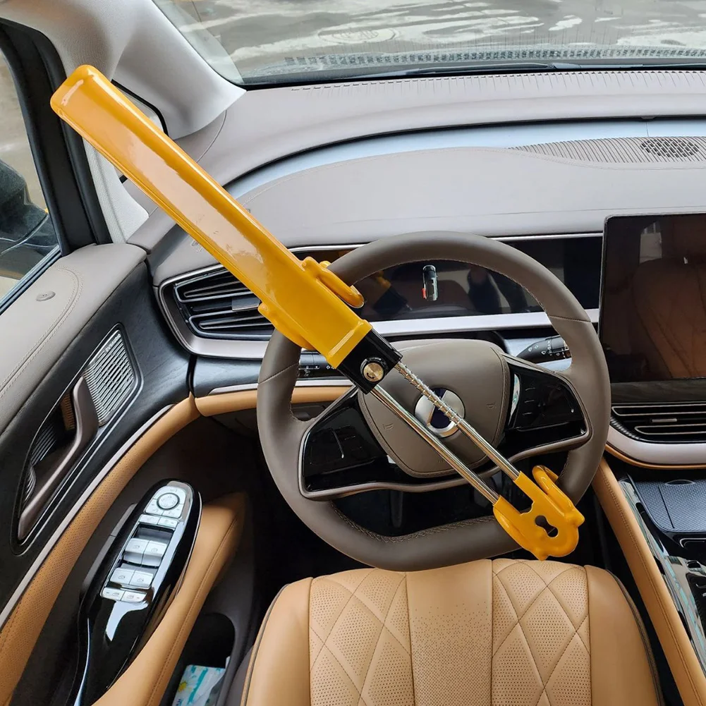 

Блокиратор рулевого колеса с выдвижными двойными крюками, универсальный замок для колес, подходит для легковых автомобилей, грузовиков, фургонов и внедорожников