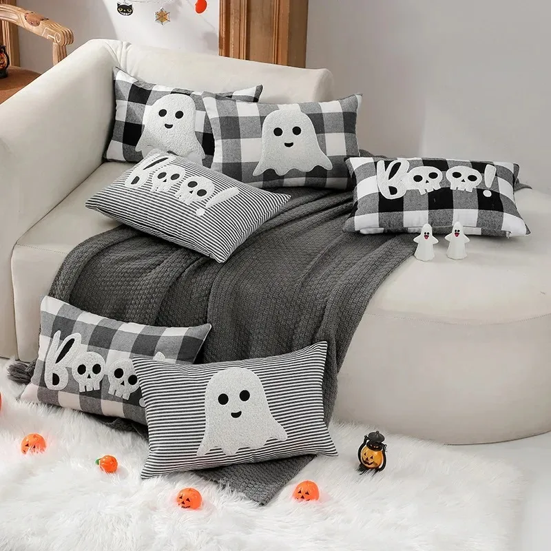 

Halloween Party Atmosphere Decorative Ghost BOO Pillowcase Cross-Border New Style Home Goods Other Patterns China Origin