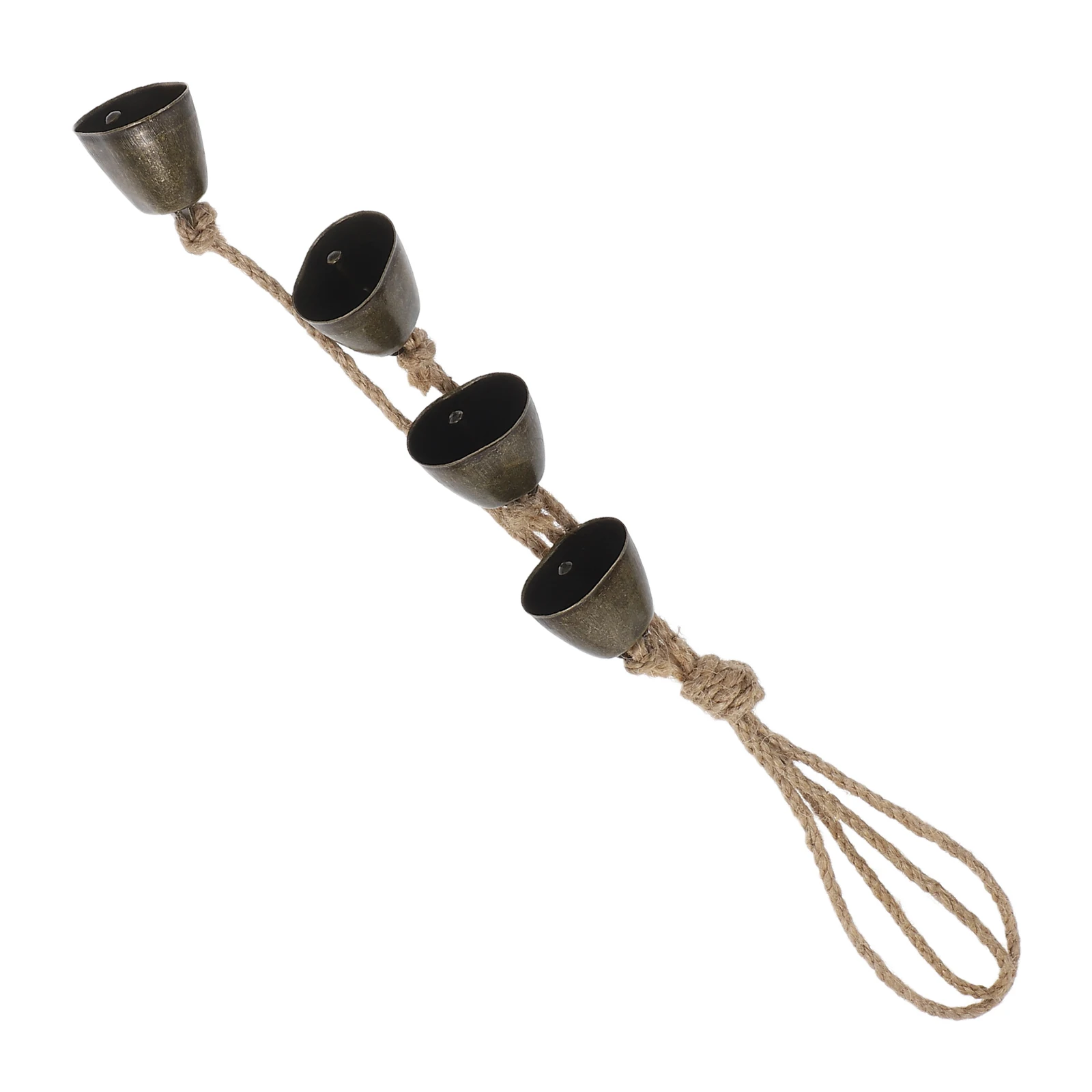 

4pcs Vintage Wind Chime Rustic Metal Cowbell With Jute Rope Soothing Sound For Home Decor Balcony Farmhouse Christmas Ornament