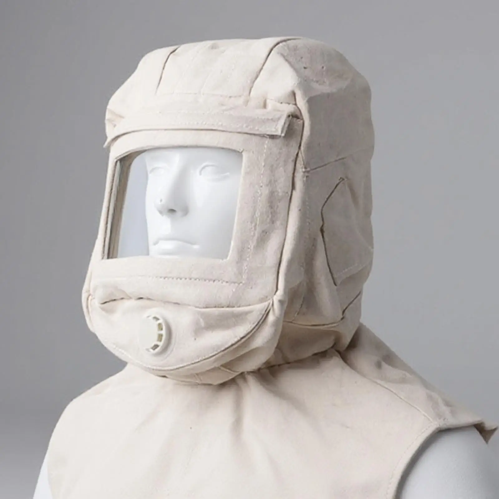 

Крышка с капюшоном для пескоструйной обработки, инструмент для ветровой пыли, дышащий белый плащ, простой в использовании профессиональных прозрачных линз, пескоструйная маска