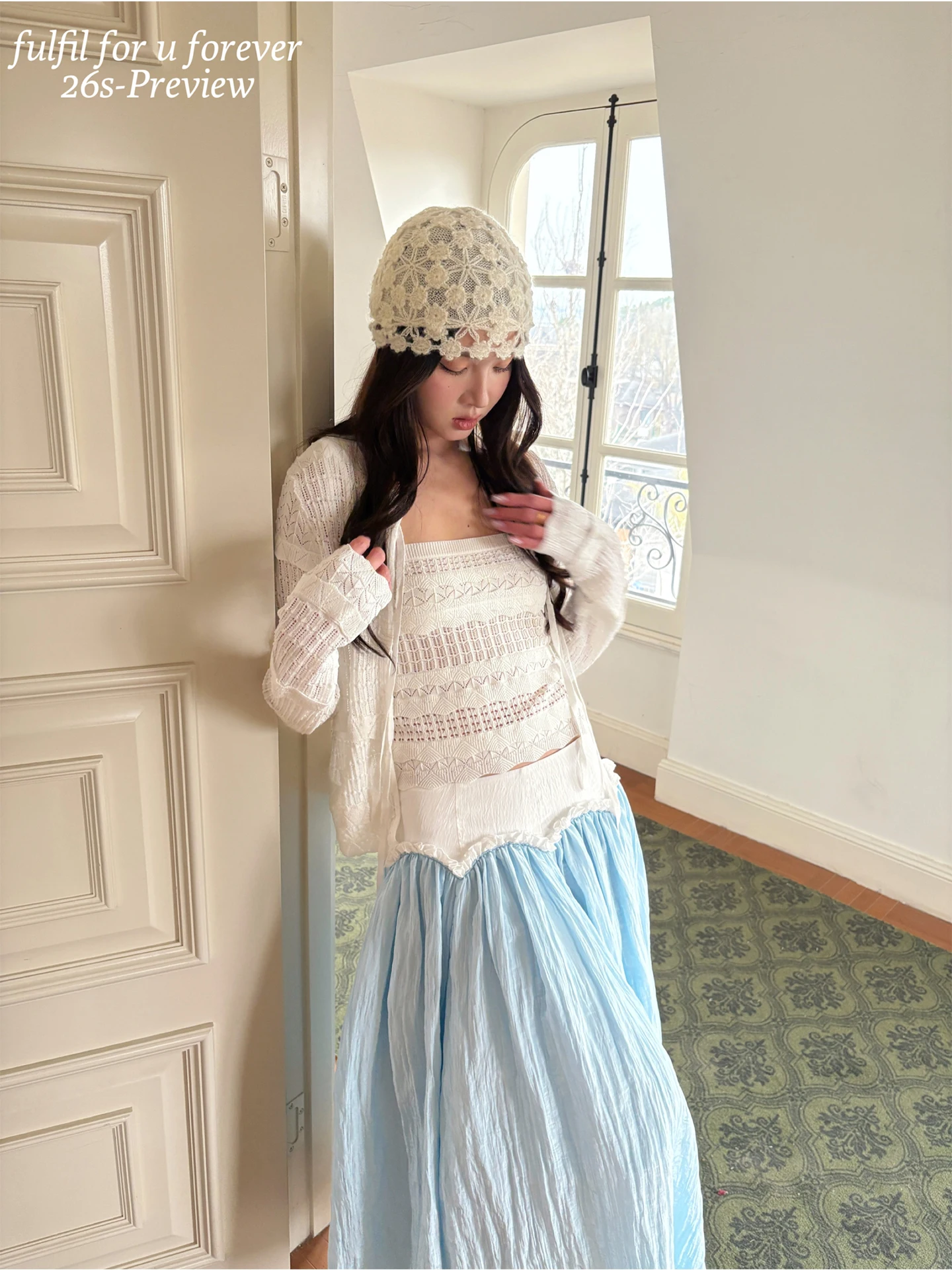 

Spring Oxygen Feel Soft Texture Knitted Belted Open Cardigan Strap Two Piece Set Women's Fashion Ensemble Long Sleeve Short L...