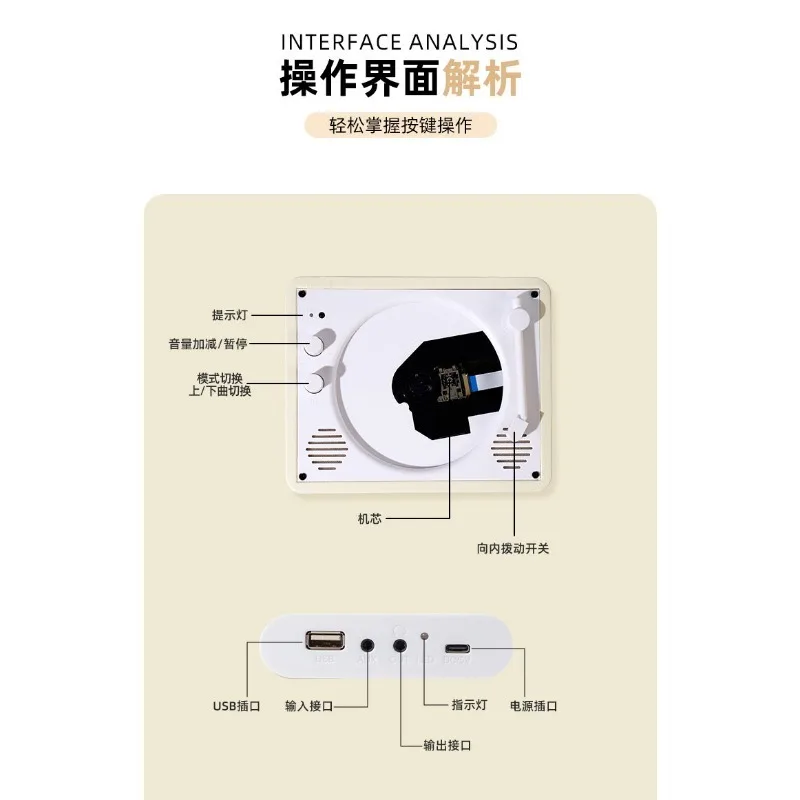 1900APro New Retro Cd Player Music Album Bluetooth Stereo All-in-one Player Record Player Cd Playe