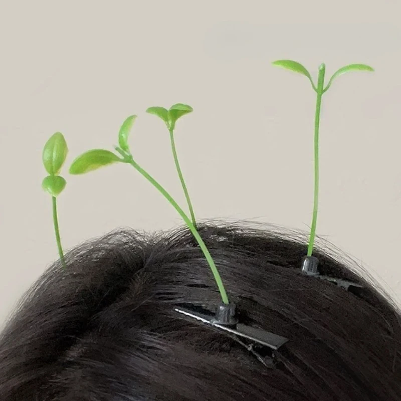 5/10/20 قطعة مشبك شعر العشب الصغير مضحك نبات الفول دبابيس الشعر الكورية إكسسوارات الشعر دبوس الشعر لطيف للأطفال النساء الفتيات أغطية الرأس