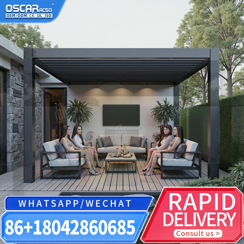 Motorized Aluminium Louvered Pergola with Aluminum Frame 3x3 4x4 4x6 Sizes Outdoor Patio Garden Backyard pergola